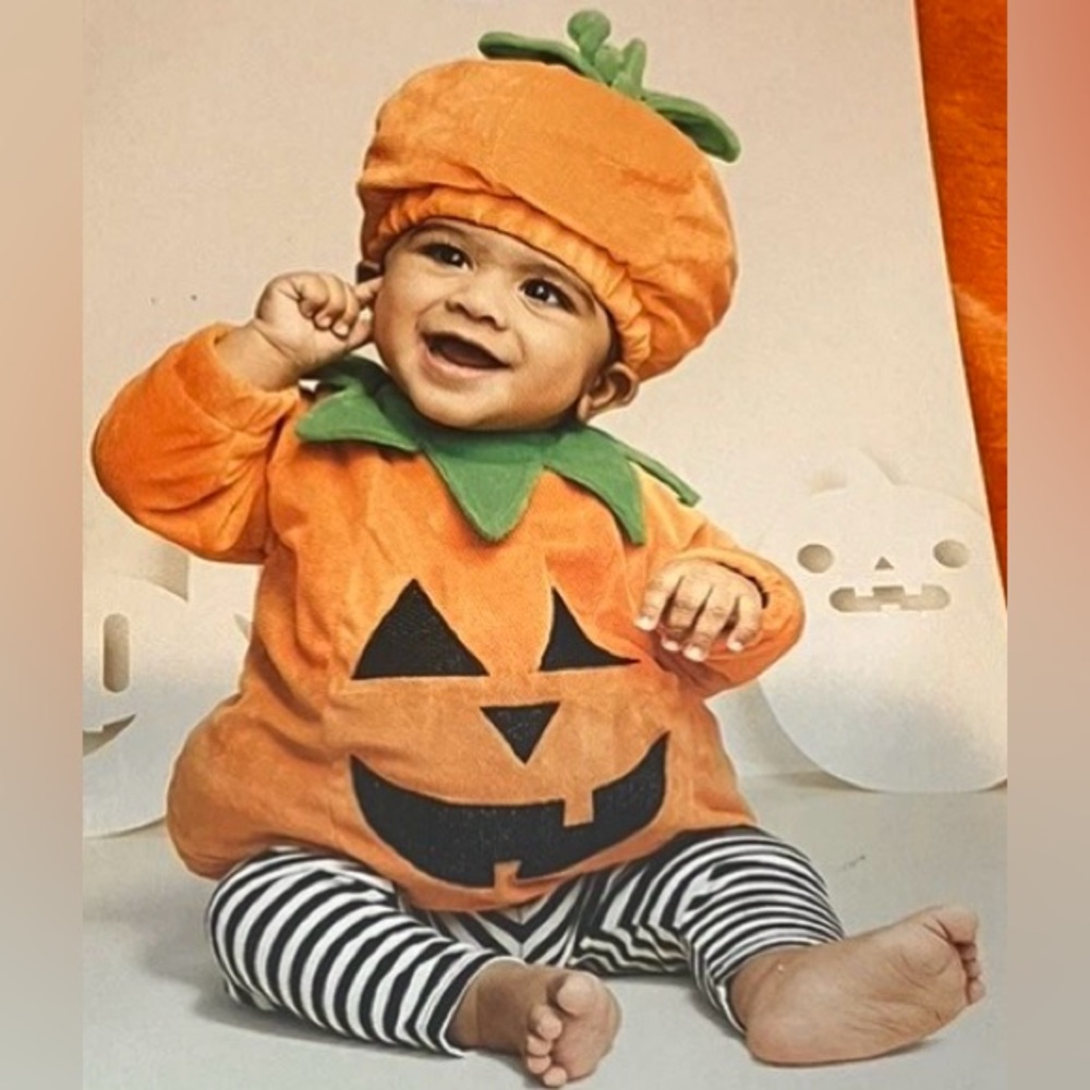 GUC Target Baby Halloween Jack-O-Lantern Pumpkin Bubble Costume With Hat 12-18M